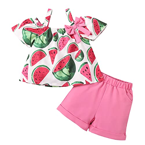 Xuanhao 2T 3T Girl Clothes Toddler Clothes For Girls Cute Camisole Short Sets Summer Outfits Girls Short Sleeve Tops Short Pants Toddler Girl Clothes 2T 3T Pink #TOP6