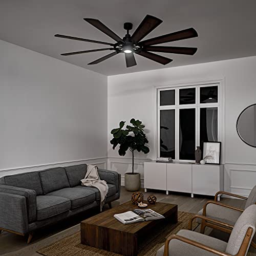 Kichler Gentry Xl 85" Ceiling Fan With Lights, 1-Light Led, 3000K, 9 Blade Modern Industrial Fan In Distressed Black, (85" W X 16.5" H), 300285Dbk #TOP6