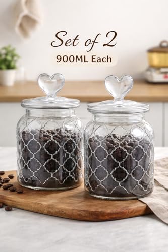 Image of bellemax 800ML Clear Glass Storage Jar With Air Tight Glass Lids- Airtight Food Jars Glass Kitchen Containers For Pantry, Pickle Jar, Sugar Pasta Cereal Flour Sugar Storage Jar (BM-07, Set of 2)