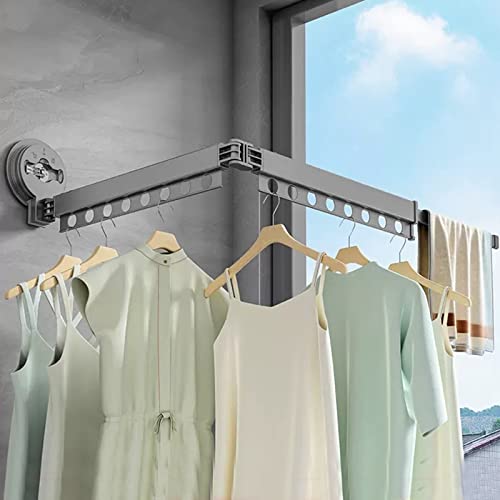 Étendoir à linge mural à ventouses rétractable et ultra résistant en aluminium