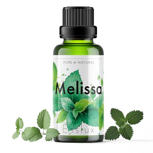 Image of Esslux Melissa Essential Oil for Comfortable Skin - Therapeutic Grade Melissa Oil - Perfect for Aromatherapy, Sensitive Skin, Sleep & Stress - Use in Diffusion or on Skin - 90 ML