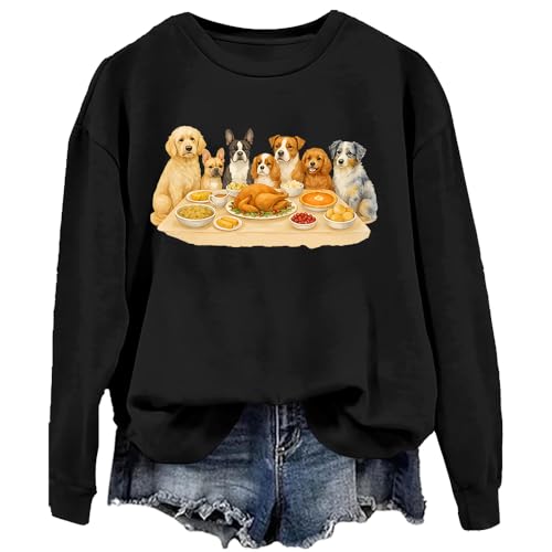 Antidaa Thanksgiving Dinner Dogs Sweatshirt Unisex Funny Dog Graphic Crewneck Sweatshrit
