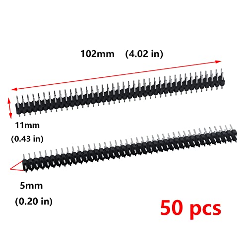Antrader 40 Pin 2.54mm Spacing Double Row IDC Male Pin Header Connector Strip Pack of 50