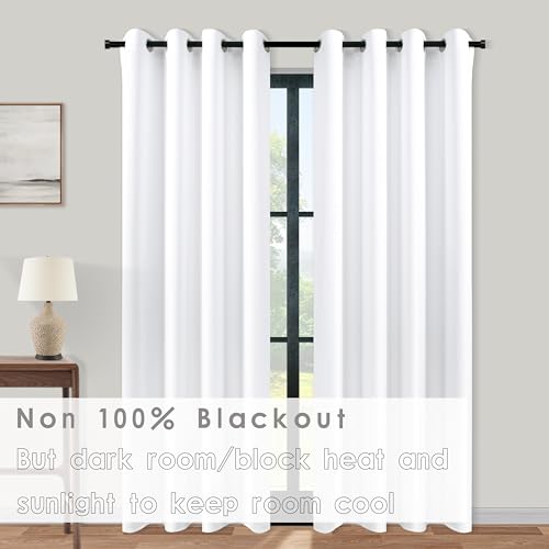 Image of White Curtains for Living Room 42 by 84 inches Long