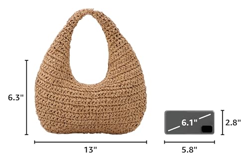 Bolso de hombro de paja para mujer Fecialy miniatura 3