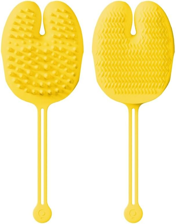 Silicone Dog cat pet Grooming Gloves for Removing Floating Hair, cat Massaging Tools, Gloves for Cleaning cat Hair (Yellow)