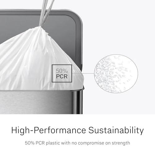 Image of simplehuman Code N 200 Count, Dispenser Pack Custom Fit Liners, Drawstring Trash Bags, 45-50 Liter / 11.9-13.2 Gallon, White