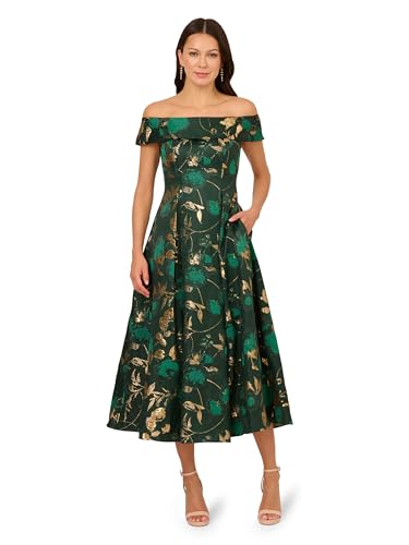 Adrianna Papell Women's Off Shoulder Midi Dress