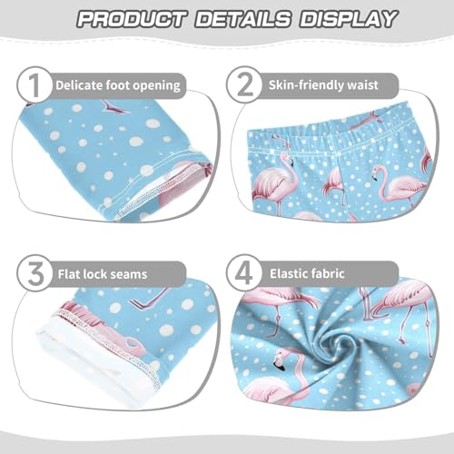 Flamingo Cute Girls' Leggings Toddler Doodles Cartoon Blue Kids Yoga Pants Dance Active Tights 4T3