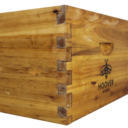 Image of Hoover Hives 10 Frame Langstroth Deep Brood Box Dipped in 100% Beeswax Includes Wooden Frames & Waxed Foundations (Unassembled)