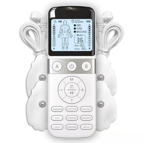 Image of SmartPulse Dual Channel EMS TENS Pulse Therapy Device | 24 Massage Modes & 20 Intensity Levels | Rechargeable Muscle Stimulator with LCD Display, Timer & Electrode Pads for Full Body Relaxation