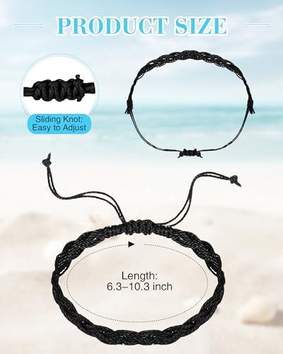 Image of Hicarer 21 PC Surfer Wave Friendship Bracelet Set Waterproof Adjustable Boho Beach String Anklets Bulk, Summer Gift for Women