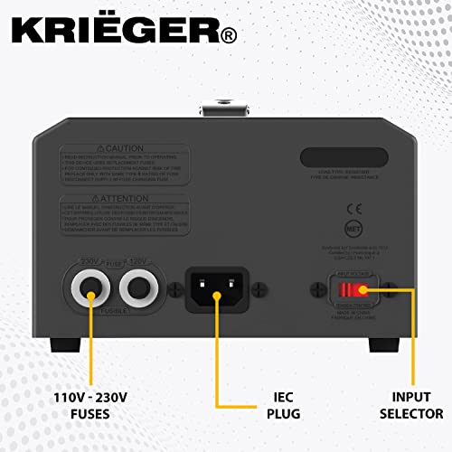 Image of Krieger 1700 Watt Voltage Transformer, 110 /120V to 220 /240V Step Up Step Down Voltage Converter with AC Outlets, MET Approved Under UL, CSA