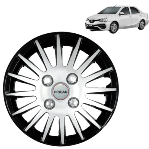 Image of PRIGAN ETIOS Liva Black Silver Wheel Cover 14 inch for -Etios Liva (Set of 4 Pcs) (Press Fitting) Model- Camry DC 14