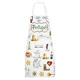 MYSOMY Delantal Portugal con bolsillos Portugal Regalos de cocina Portugal Delantal de cocina Portugal Regalos portugueses, Portugal, Reino Unido, 49cm x 68cm