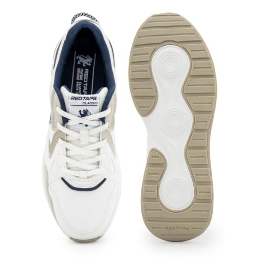 Image of Red Tape Men's Sneakers Blue White Pu Mesh Round Toe Lace-Up