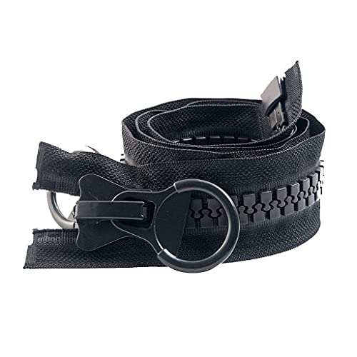 cremallera, Cremallera abierta extragrande de 100-800 cm largo con 2 deslizadores, ideal for coser en bolsos, abrigos, tiendas campaña, 1 unidad(Black,200cm)