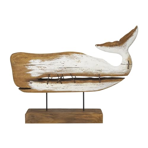 Escultura Decorativa Ballena de Madera Deco 79 25" x 5" x 19"