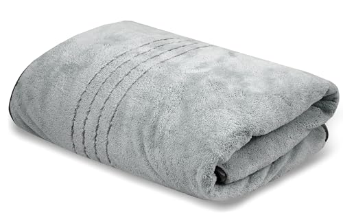 Image of Cortina Premium Solid Towels for Bath 70 x 140 cm 500 GSM Microfiber Bath Towels, Ultra Soft, Highly Absorbent & Quick Dry for Gym, Beach & Bathroom Towels for Men, Women & Kids Color : Grey