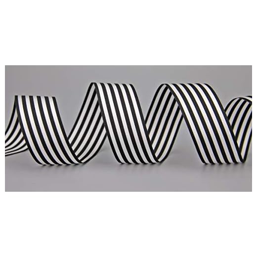 Dekoband STRIPES SCHWARZ Weiss 3 m x 25 mm Streifen Geschenkband Schleifenband Stoffband gestreift elegant Geschenkverpackung Geburtstag Ostern Dekoration Premium Band black & white