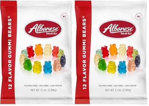 5-lb Albanese World's Best Gummi Bears Candy (12 Flavors) $13.25 5 Albanese World's Best 12 Flavor Gummi Bears | 5lbs of Fruit Bulk Candy (Pack of 2)