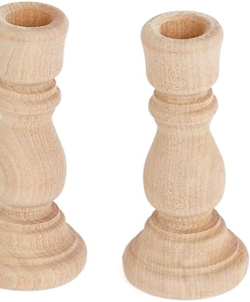 Miniatura 3 de Factory Direct Craft - Juego de 12 candelabros de madera natural sin terminar (se adapta a 38 pulgadas de cono delgado) para manualidades y