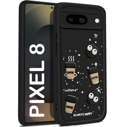 Image of TRUEUPGRADE Coffee Case for Google Pixel 8| Cute 3D Cartoon Ball Design | Soft Silicone Back Cover for Google Pixel 8| Full Body & Camera Protection | Black