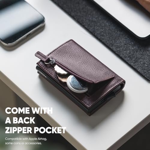 Image of VULKIT Pop up Wallet Minimalist Cash Wallets RFID Blocking Leather Smart Credit Card Holder with Magnetic Closure for Men