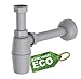Produktbild KIRCHHOFF Siphon ECO Save, nachhaltiger Abfluss, Geruchsverschluss aus recyceltem Kunststoff, Ablaufgarnitur für Waschbecken und Waschtisch, Flaschensiphon, Tassensiphon, Abflussrohr 98803049, Grau