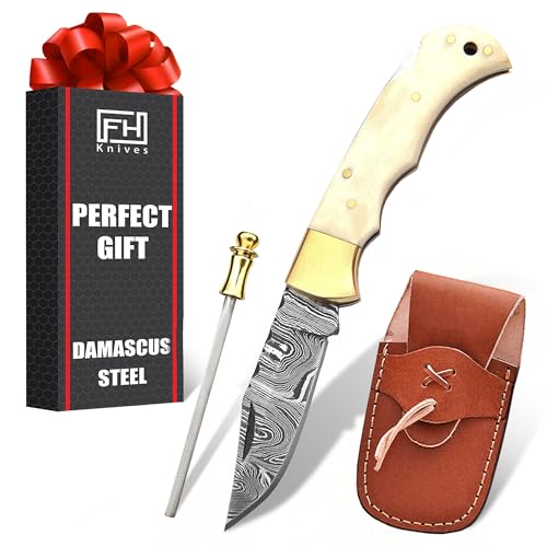 FH KNIVES Perfect Handmade Husband Present for Anniversaries - Damascus