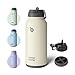 Edelstahl Trinkflasche  günstig Kaufen-BOTTLE BOTTLE Edelstahl Trinkflasche 1L mit Strohhalm Thermoskanne Sport Auslaufsicher Isolierflasche Design für Fitnessstudio, mit Pillendose (Grau)