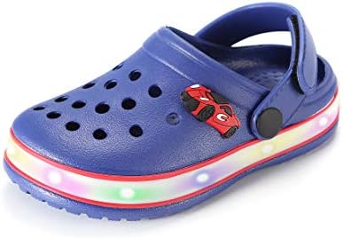 VIYEAR Toddler's LED Clog Flash Lighted Sandals Shoes Summer Breathable Slippers for Children Girls Boys Blue 28