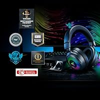 Razer Kraken V4 Pro - Kabelloses Gaming-Headset mit Control Hub Sensa HD-Haptik (OLED-Control-Hub, Triforce 40mm Treiber, HyperSpeed & Bluetooth, THX Spatial Audio, RGB) Schwarz – Ansicht 2