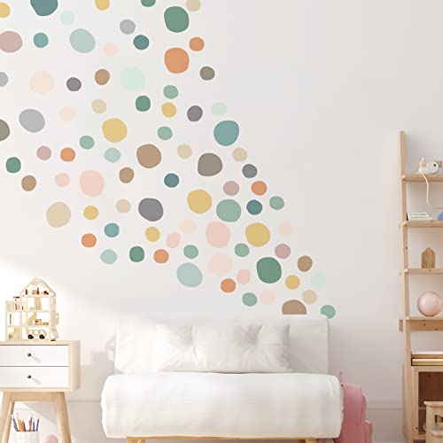 Epakh 296 Pcs Polka Dots Wall Decal Boho Rainbow Kids Playroom Wall Decor Gifts, Colorful Nursery Room Bedroom Classroom Watercolor Decal Art, Peel and Stick Modern Decor Sticker(Light Colors) - Image 5