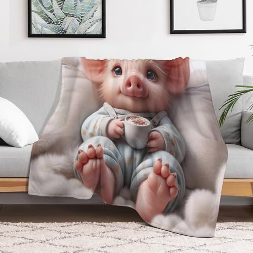 Couverture polaire douce cochon mignon plaid flannel 140x180cm - 3