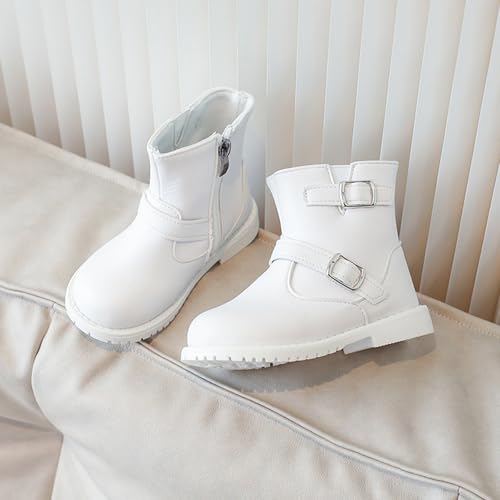 IWIHMIV Little Girls Boots Girls Dress Boots Toddler Girl Booties Girls Boots Side Zip Boots Outdoor Leather Short Boots3
