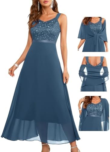 BeryLove Formal Wedding Guest Sequin Prom Dresses Cocktail Evenin...