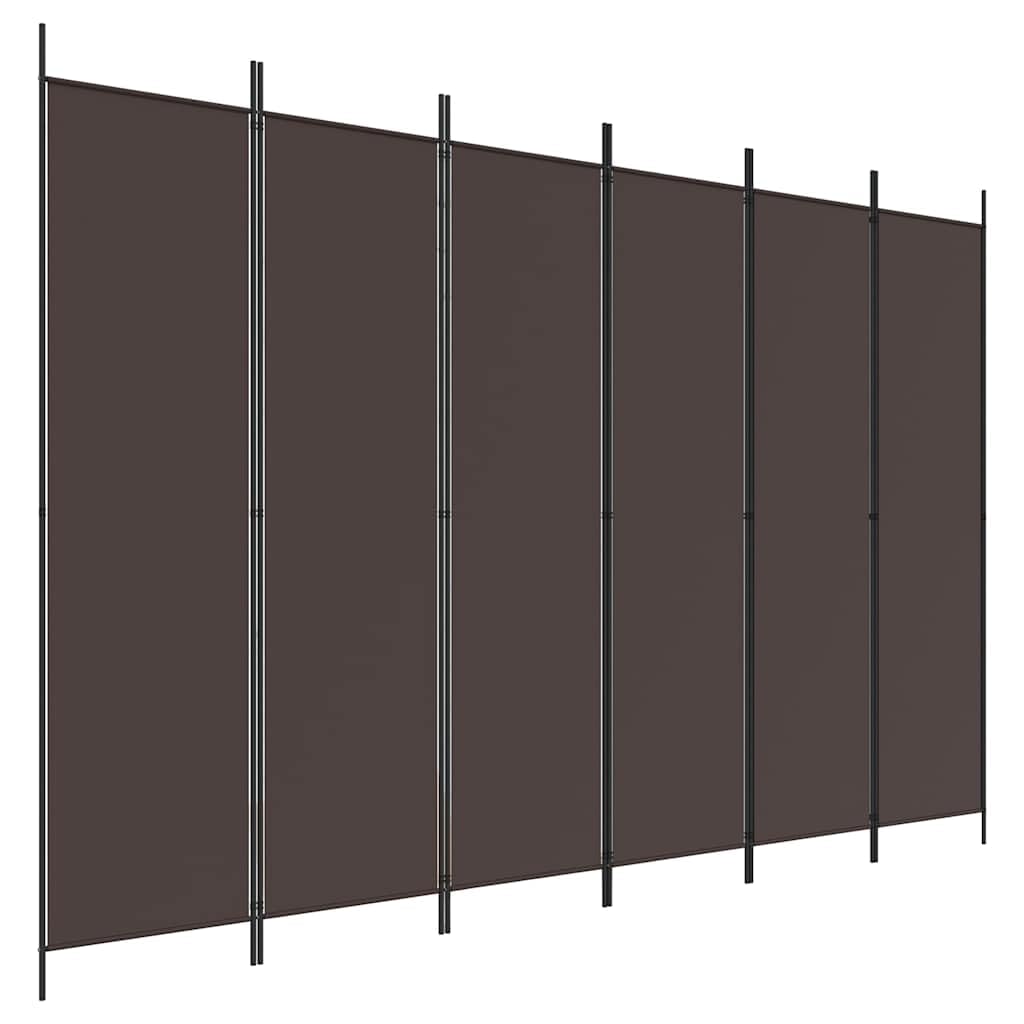 6-panelowy parawan brązowy 300 x 200 cm tkanina