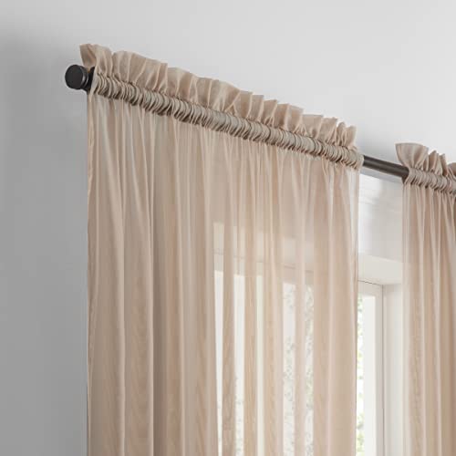 Pairs To Go Victoria Voile Modern Sheer Rod Pocket Window Curtains For Living Room (2 Panels), 59 In X 84 In, Taupe #TOP2