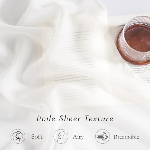 Image of NICETOWN Natural Voile Sheer Bedroom Curtains 84 Inches Long, Grommet Airy & Lightweight Window Treatments Light Filtering for Living Room /Bedroom,W54 x L84, Set of 2