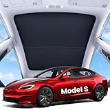 REEVAA Upgraded Tesla Model S Sunshade Roof [No Gaps, No-Sagging] Tesla S Accessories Heat Insulation Foldable Glass Sunroof Cover for Model S 2022-2026, 2PCS, Black