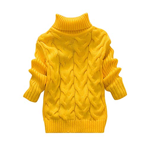YASSON Pull Tricot Fille Chandail Enfant Torsade Col Roulé Manches Longues Casual Respirant Doux Peau-Amical Hiver Autonme pour Bébé Nouveau-né Cover