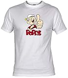 Camisetas EGB Camiseta Adulto/niño Popeye ochenteras 80´s Retro (Blanco, L)