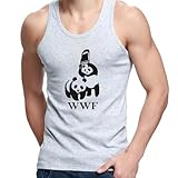 Men's WWF Funny Panda Bear Wrestling Tank Top (tGrey X-Large)