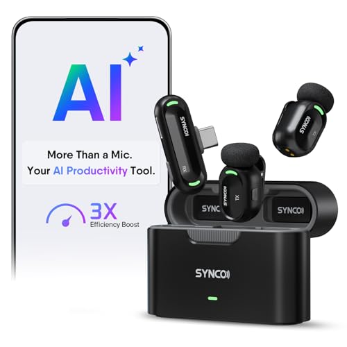 Image of SYNCO AI Mini Wireless Lavalier Microphone for Android USB-C Creators | AI Translation & Instant Summaries, AI Noise Reduction and Mind Maps, Save Time for Vlogs, Interviews, Meetings, Travel