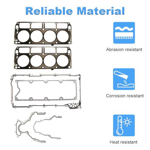 Image of Cylinder Head Gasket Set with Bolts Compatible with Chevy Silverado Tahoe Avalanche Express, Buick Rainier, GMC Envoy Sierra Savana Yukon 4.8L 5.3L V8 2002-2011 Replacement for ES72173