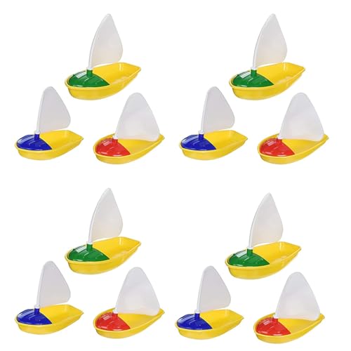 Mcnhbdgg Juguete de de Baño 12 Piezas Veleros de PláStico Juguetes Bañera Velero Juguetes para Niños (Multicolor Pequeño + Medio + Tamaño Grande)