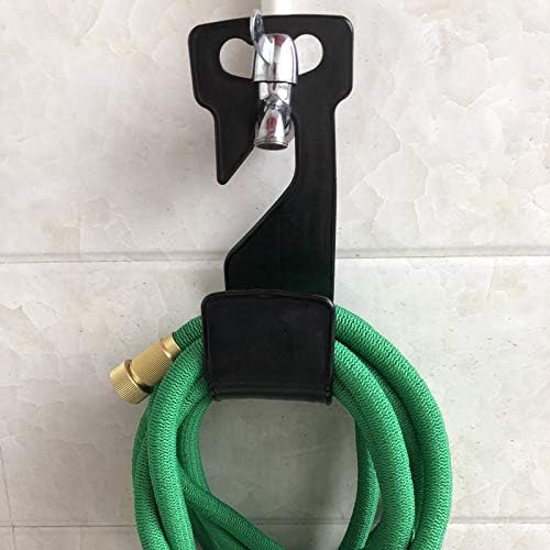 chic style Garden Hose Hanger ABS Plastic Wall Mount Hose Holder Hook Fit to 25 50 75 100foot Expandable Hose (Black)