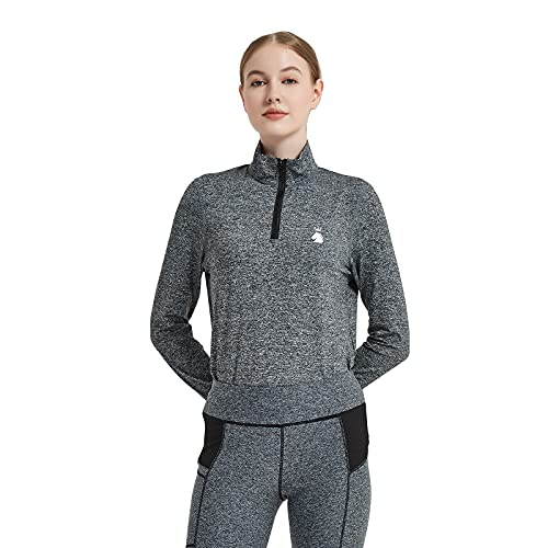 Hr Farm Women Soft Show Shirt Long Sleeve Riding Shirt (Gray, Large) #TOP1