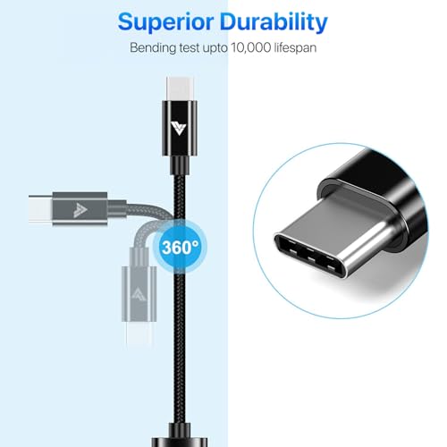 Image of DR VAKU Type C to USB A 3.0 OTG Cable Adapter Connector Fast Charging Data Transfer Cord Speed Upto 4.8 GBPS Nylon Braided for iPhone 17 /15 /16 Laptops, Smartphone & Other Type C Devices- Black